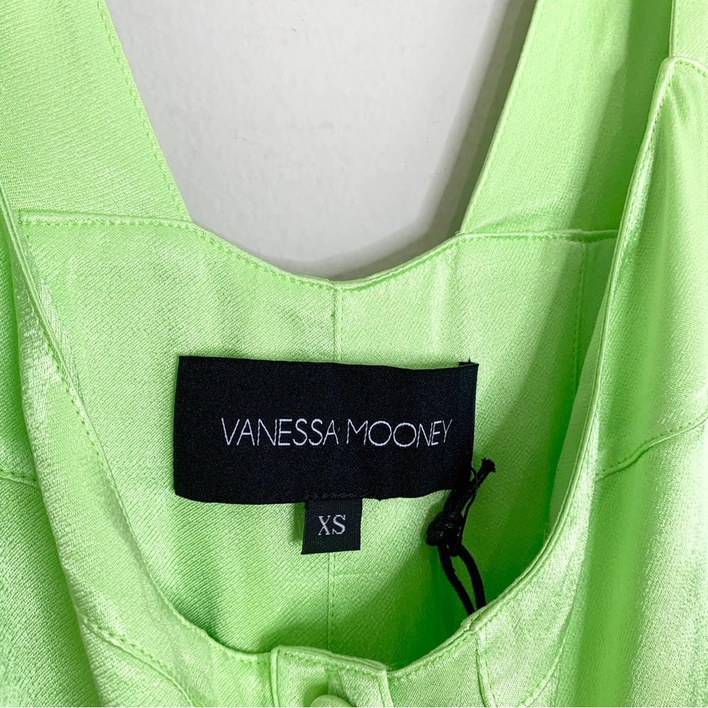 NEW Vanessa Mooney The Elisabeth Romper Dress (Sz XS) Candy Apple Green Satin - Picture 8 of 11